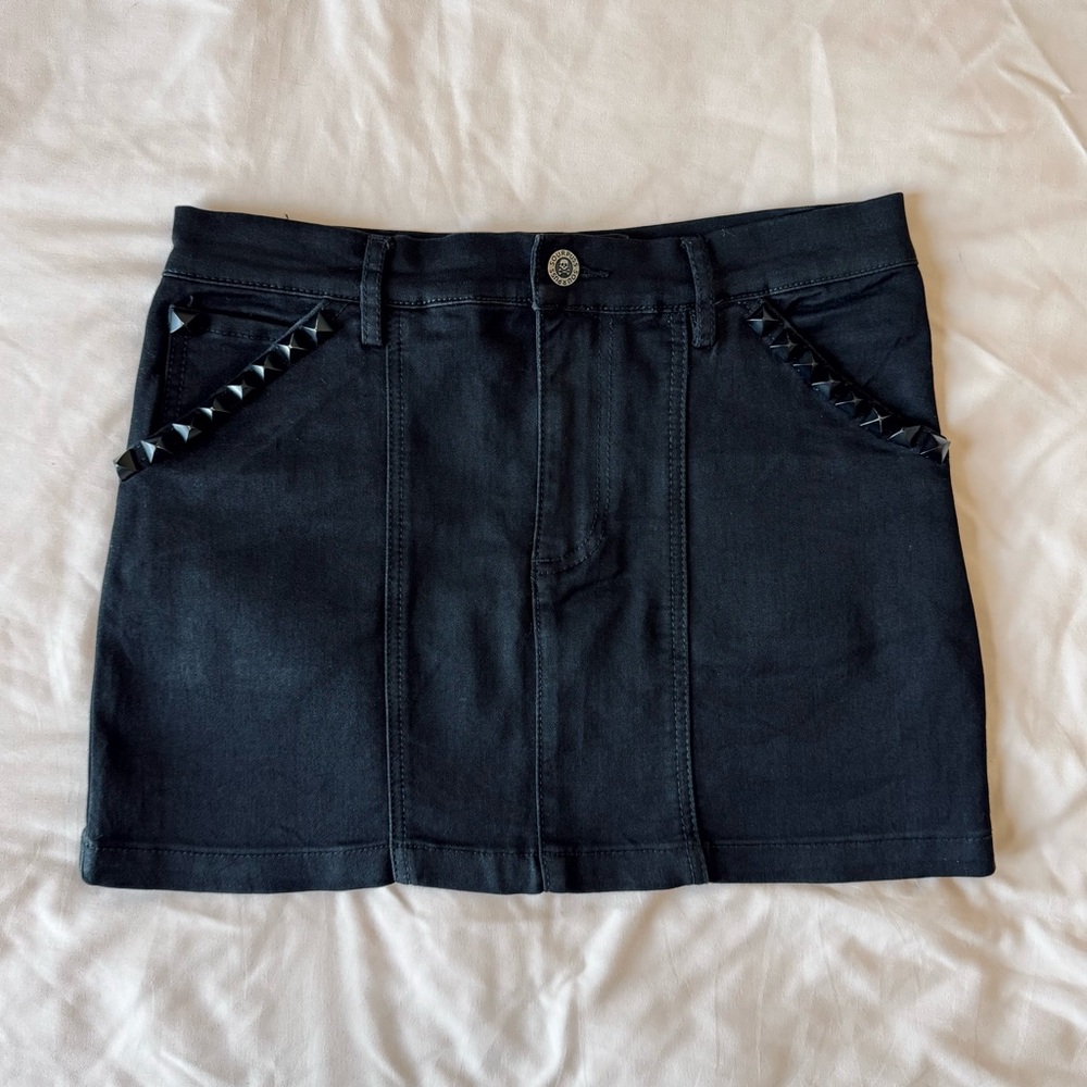Sourpuss Black Studded Mini Skirt